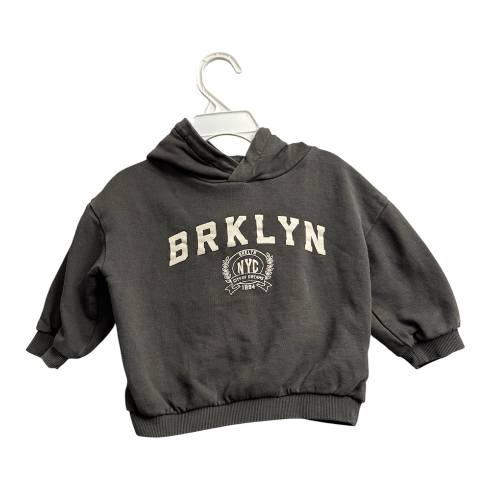 BRKLYN toddler Graphic Hooded Sweatshirt - Charcoal 18 months